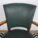 Bridge armchair in green moleskin