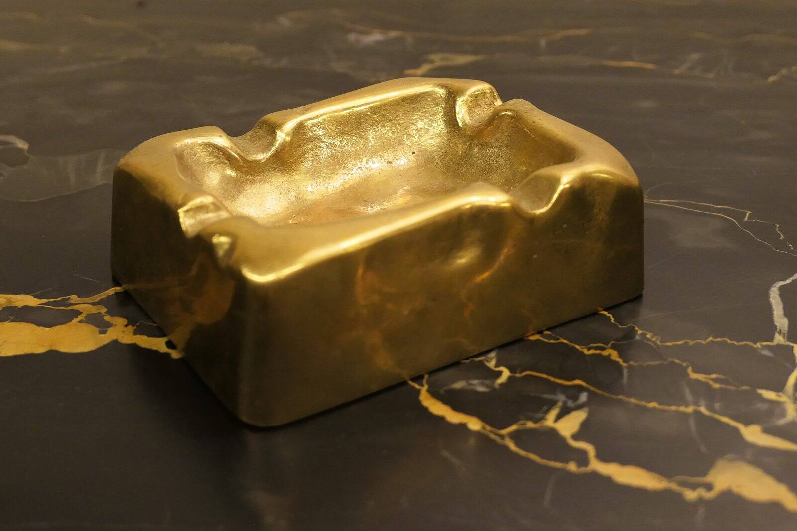 Brutalist bronze ashtray, Lauterbach, France, 1950s