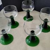5 large white wine glasses in Alsace Roemer style