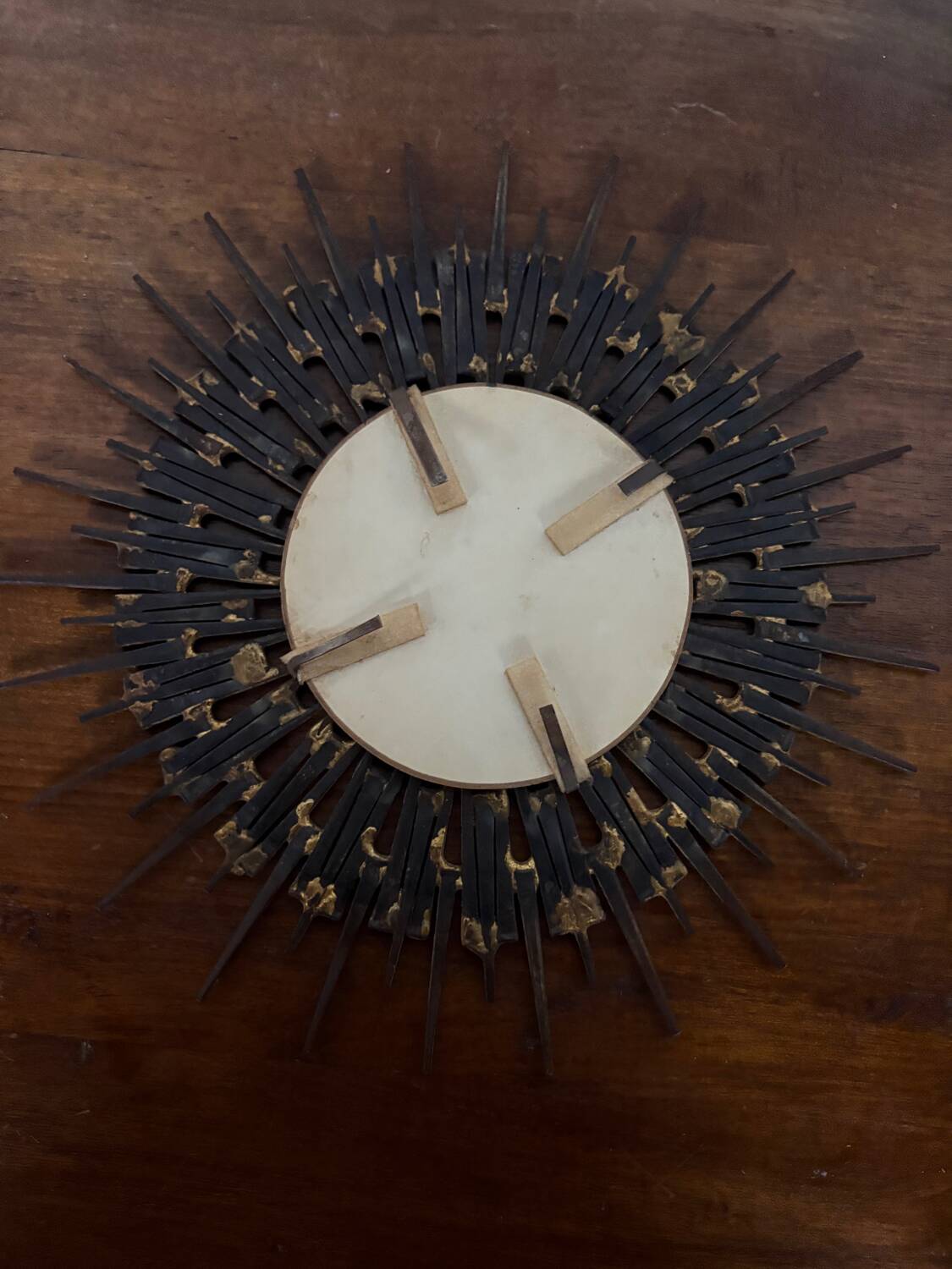 Brutalist round wrought iron mirror from the 60s/70s