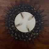 Brutalist round wrought iron mirror from the 60s/70s