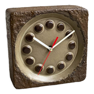 Horloge de table en céramique marron vintage