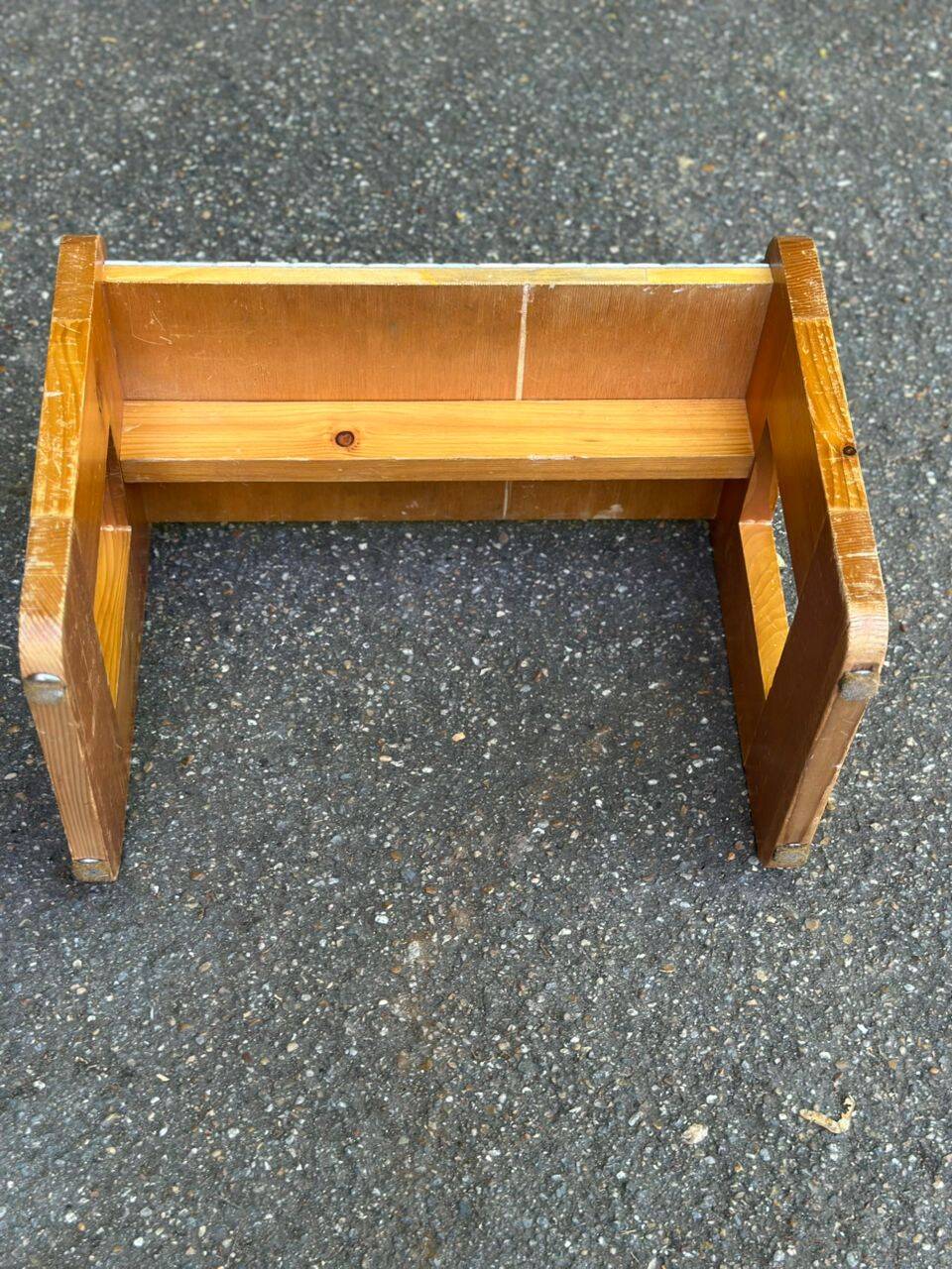 Vintage wooden and mosaic stool bench from the 1960s.