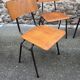 4 vintage school chairs in metal and wood, Mid-century design