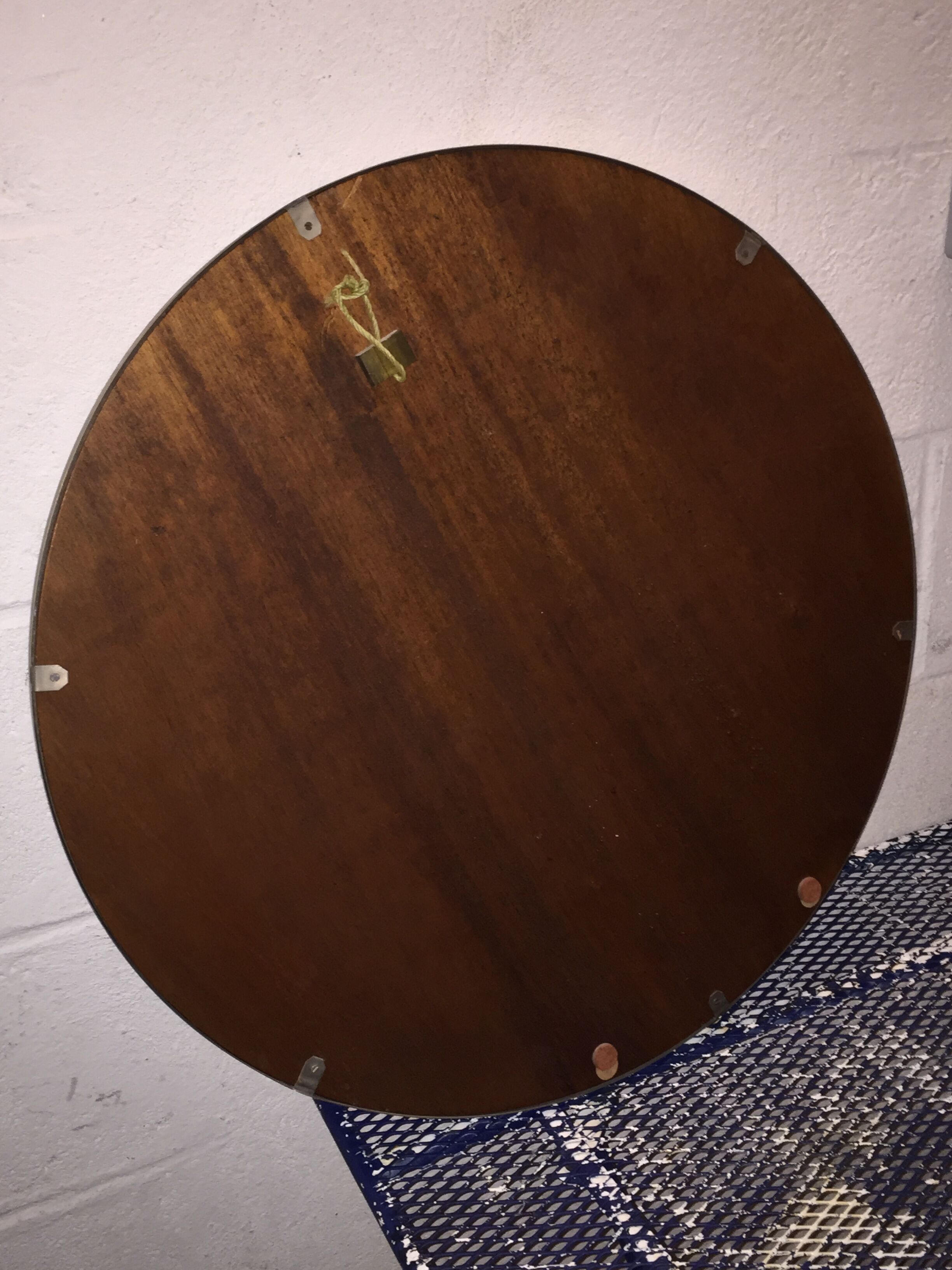 Authentic vintage design 70 brushed steel circular mirror 60cm