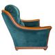 2 fauteuils et pouf assorti en tissu vert et bois
