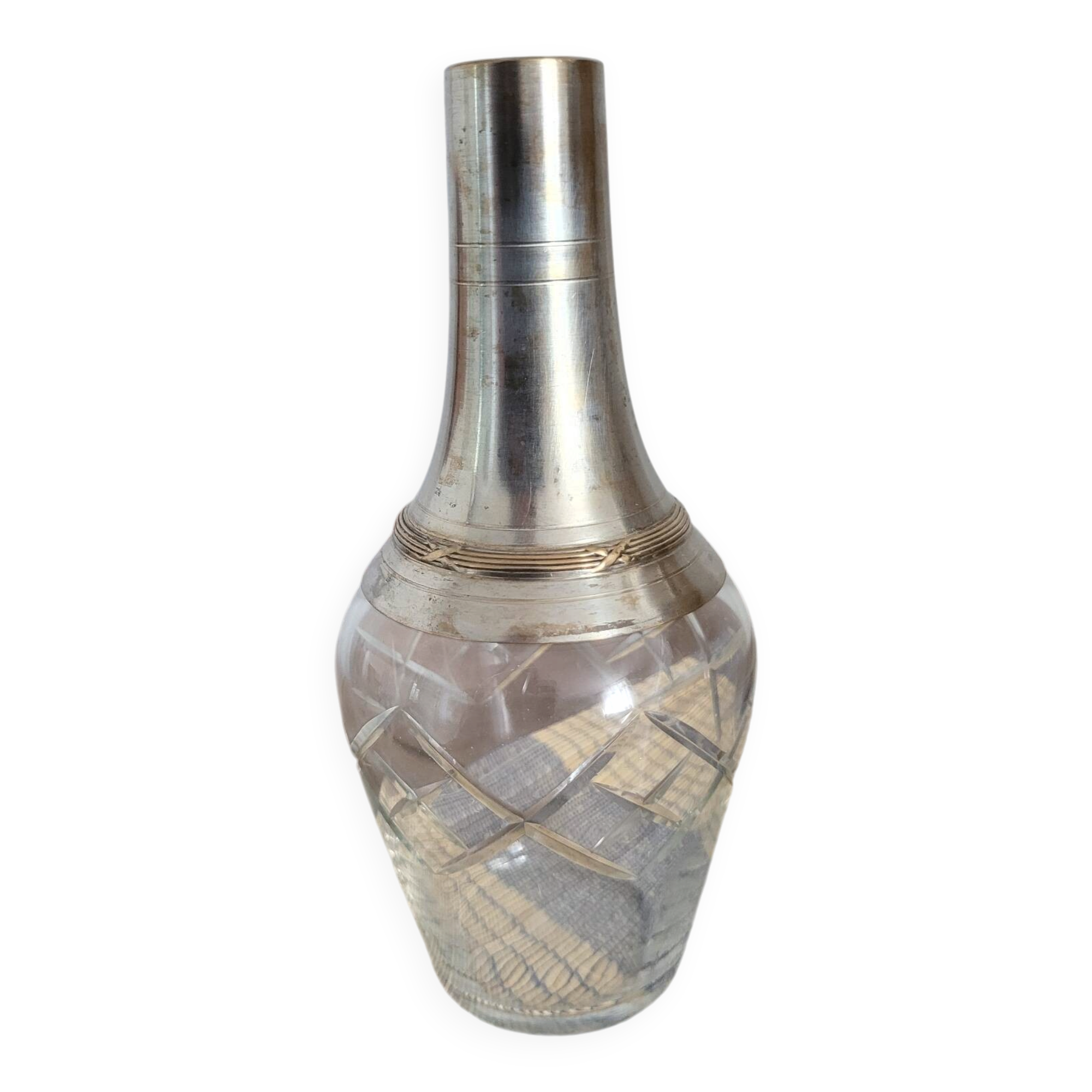 Carafe à liqueur en cristal et argent