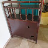 Support buffet bibus woven rattan 2 doors in caning - vintage 60s/70s