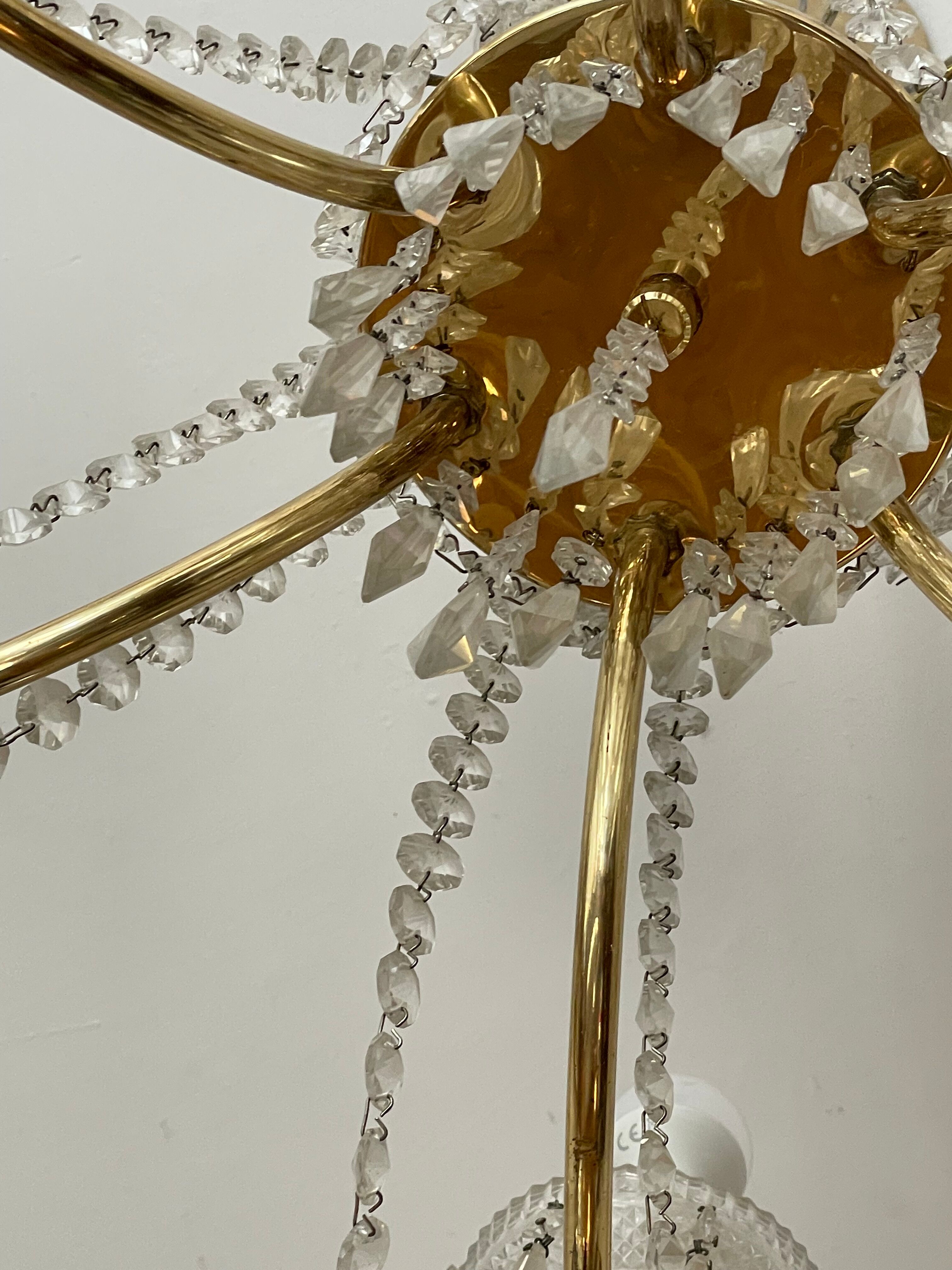 Chandelier with brass and glass grapevines