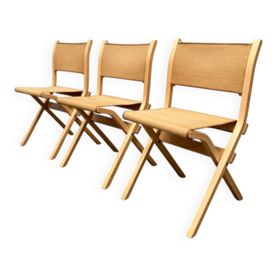 Chaises pliantes italiennes vintage par Ilmari Tapiovaara pour Olivo Italie, lot de 3