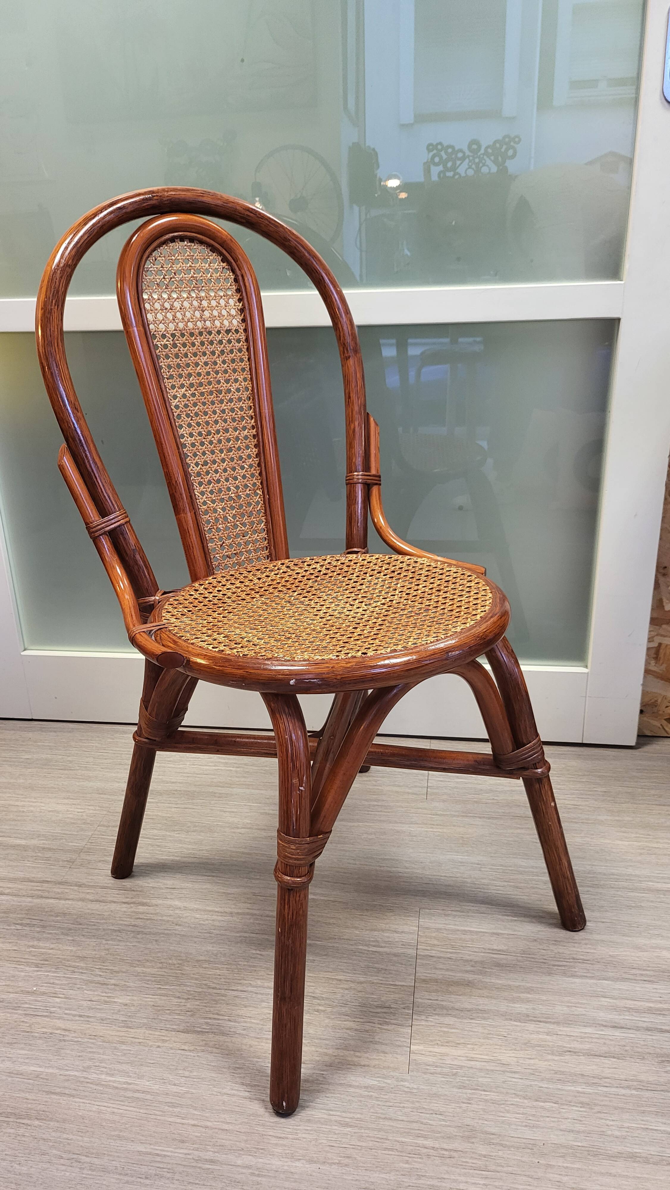 Vintage rattan and cane bistro chair