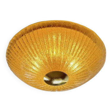 Venetian Lens Amber Graniglia Murano Glass Flush Mount by Simoeng