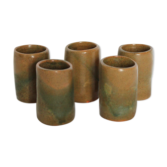 Lot of 5 sandstone glasses