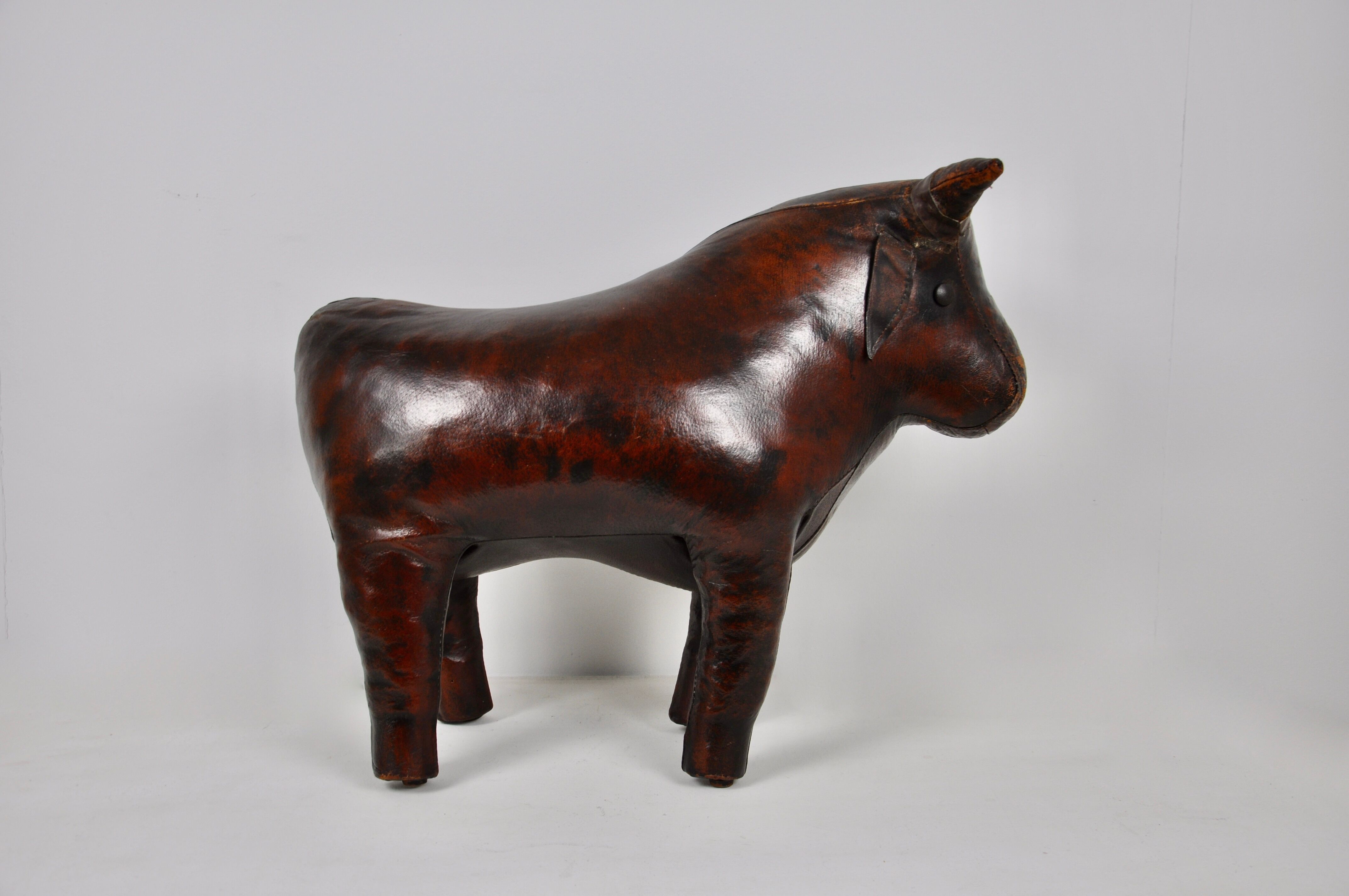 Leather bull stool by Dimitri Omersa, 1960s