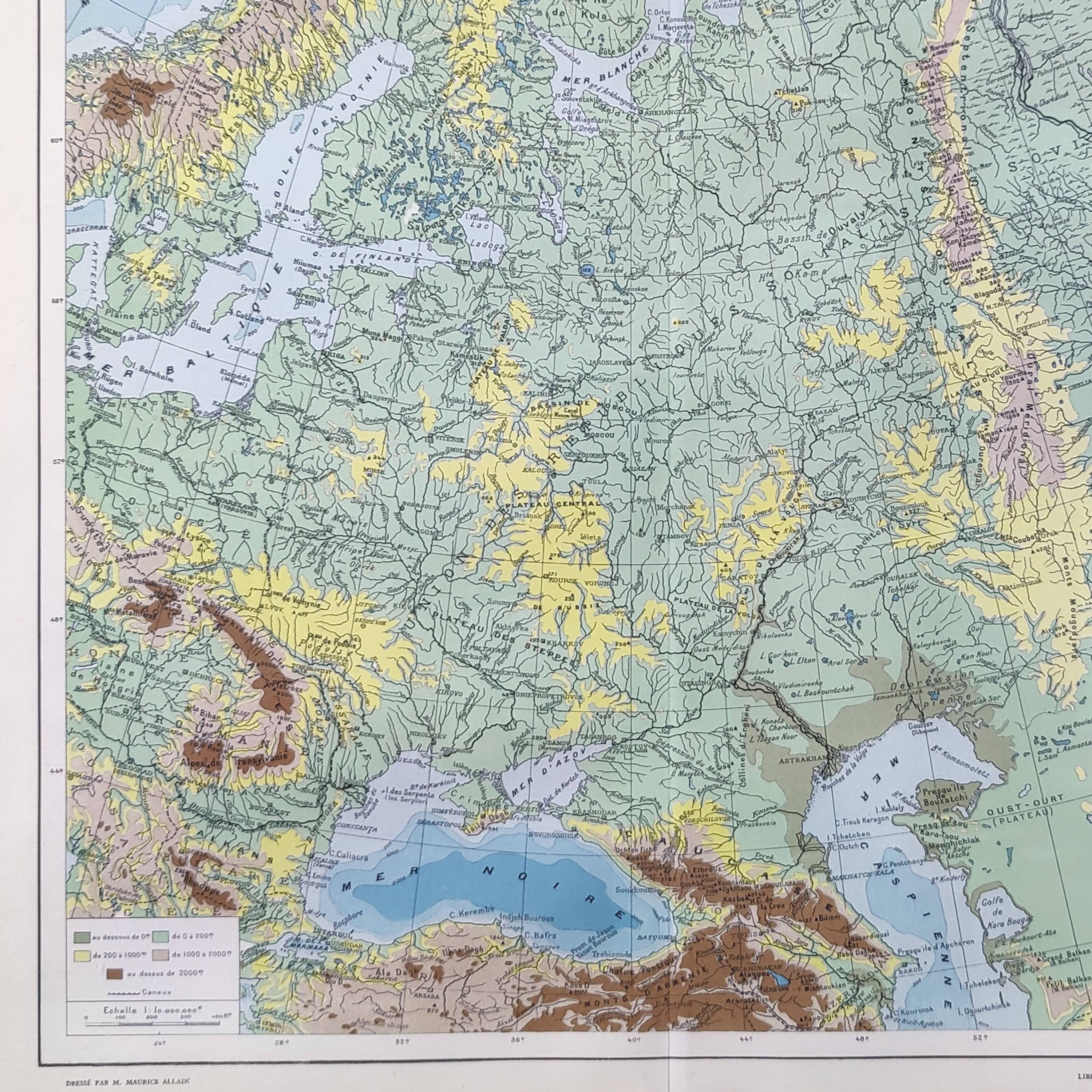 Old USSR and Finland map 43x43cm from 1950