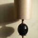 Lamp pineapple black glass and gold metal 1970