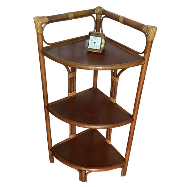 Paire d’étagères d’angle en rotin vintage