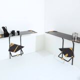 Pair of brutalist wrought iron consoles by Argueyrolles 1990