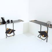 Pair of brutalist wrought iron consoles by Argueyrolles 1990