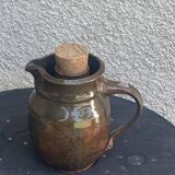 Pitcher, carafe, refreshing jug, ice cube jug, in brown glazed stoneware,