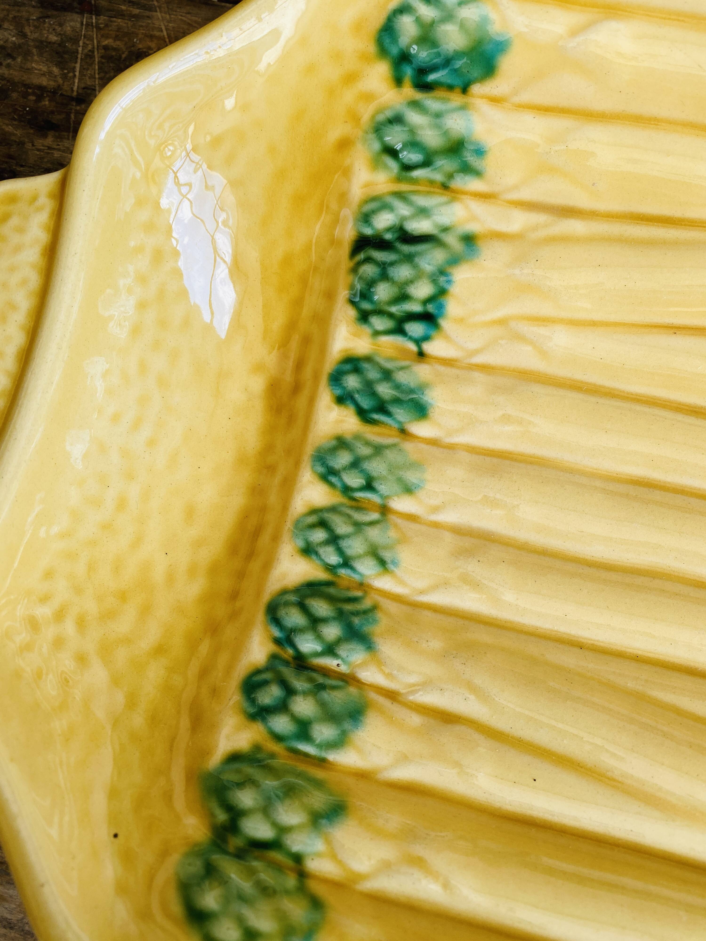 Old Vintage Asparagus Barbotine Dish