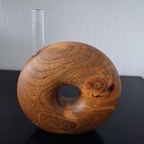 Turned wooden donut soliflore vase
