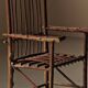 Brutalist armchair made of hazel branches, circa 1970.