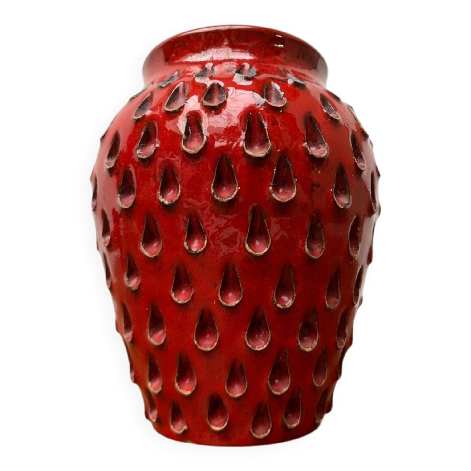 Strawberry ceramic vase from the mid-century by Fratelli Fanciullacci for Bitossi, 1960s.