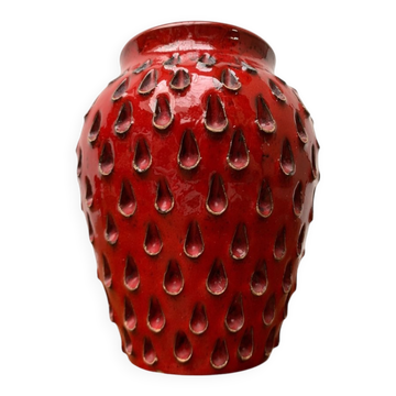 Vase en poterie fraise italienne du milieu du siècle par Fratelli Fanciullacci pour Bitossi, années 1960