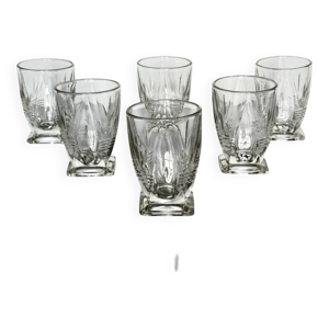 6 verres Art déco en - verre forme