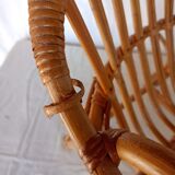 Vintage bamboo children's armchair and cushion