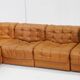 Vintage De Sede DS 11 modular sofa cognac patchwork leather, set of 7