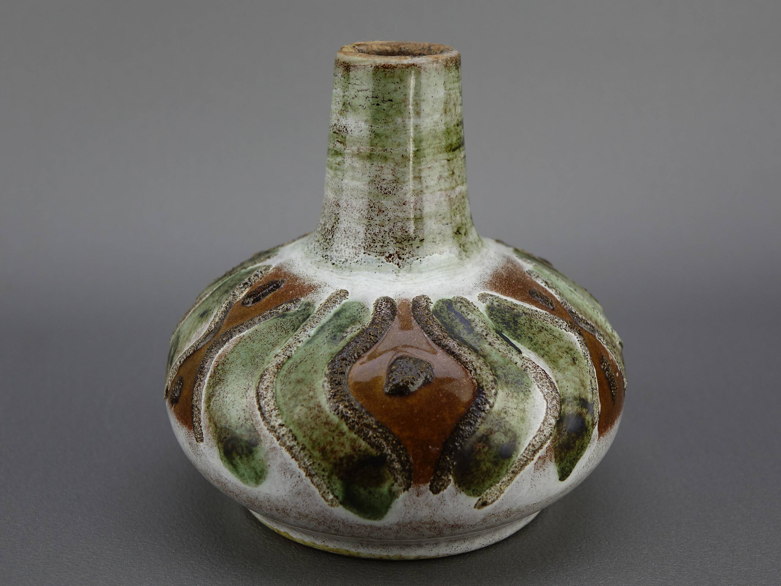 Vase pansu en terre cuite émaillé vintage design 50-60