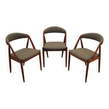 Set of three teak chairs, Danish design, 1970s, designer: Kai Kristiansen