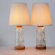 Mid-century modern Scandinavian teak and glass table lamps, set of 2