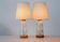 Mid-century modern Scandinavian teak and glass table lamps, set of 2