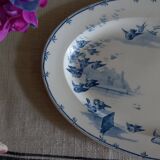 Plat ovale GIEN «Vol d’oiseaux». Vaisselle 1900 Art Nouveau.