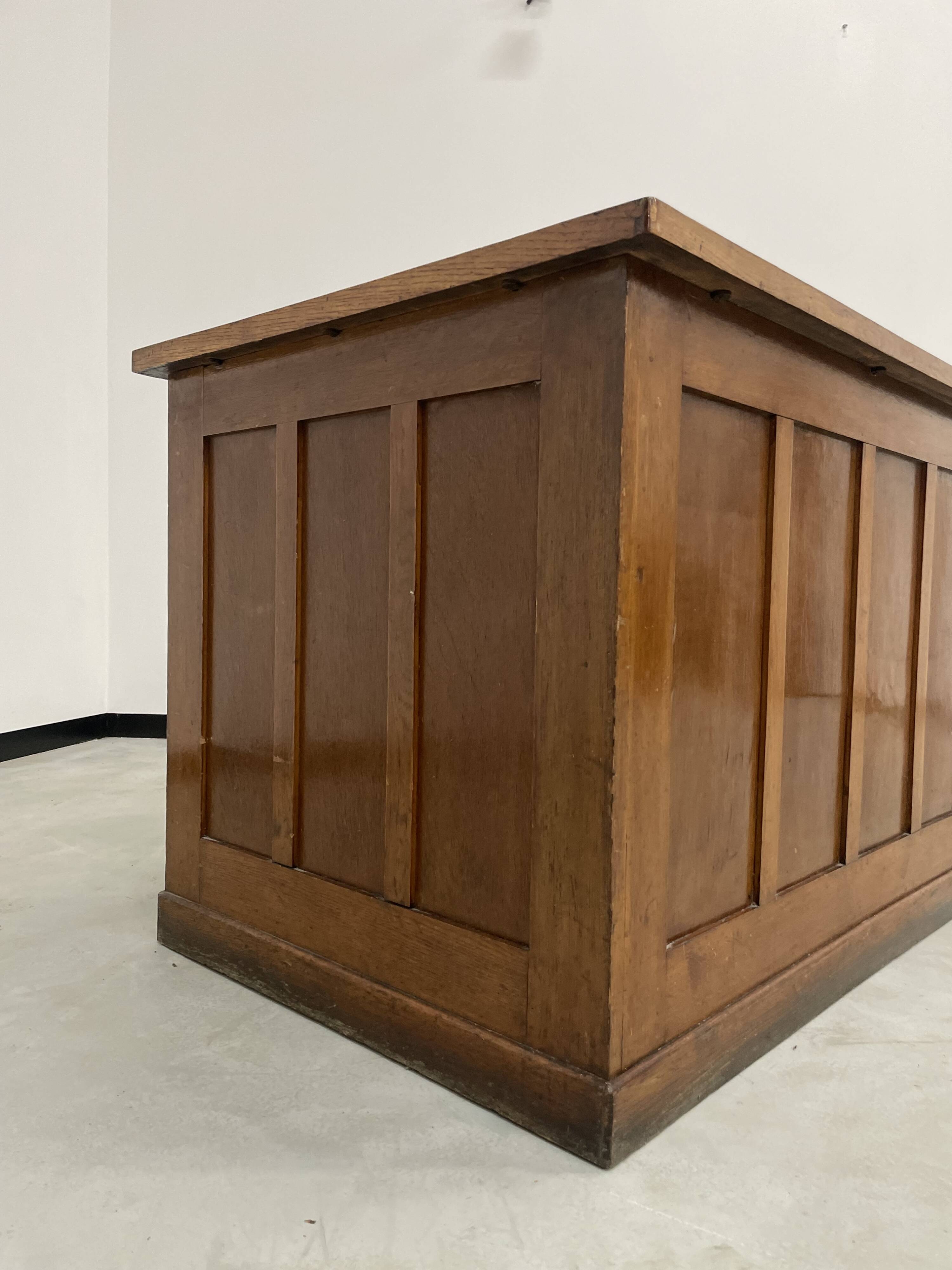 Oak and veneer counter or desk