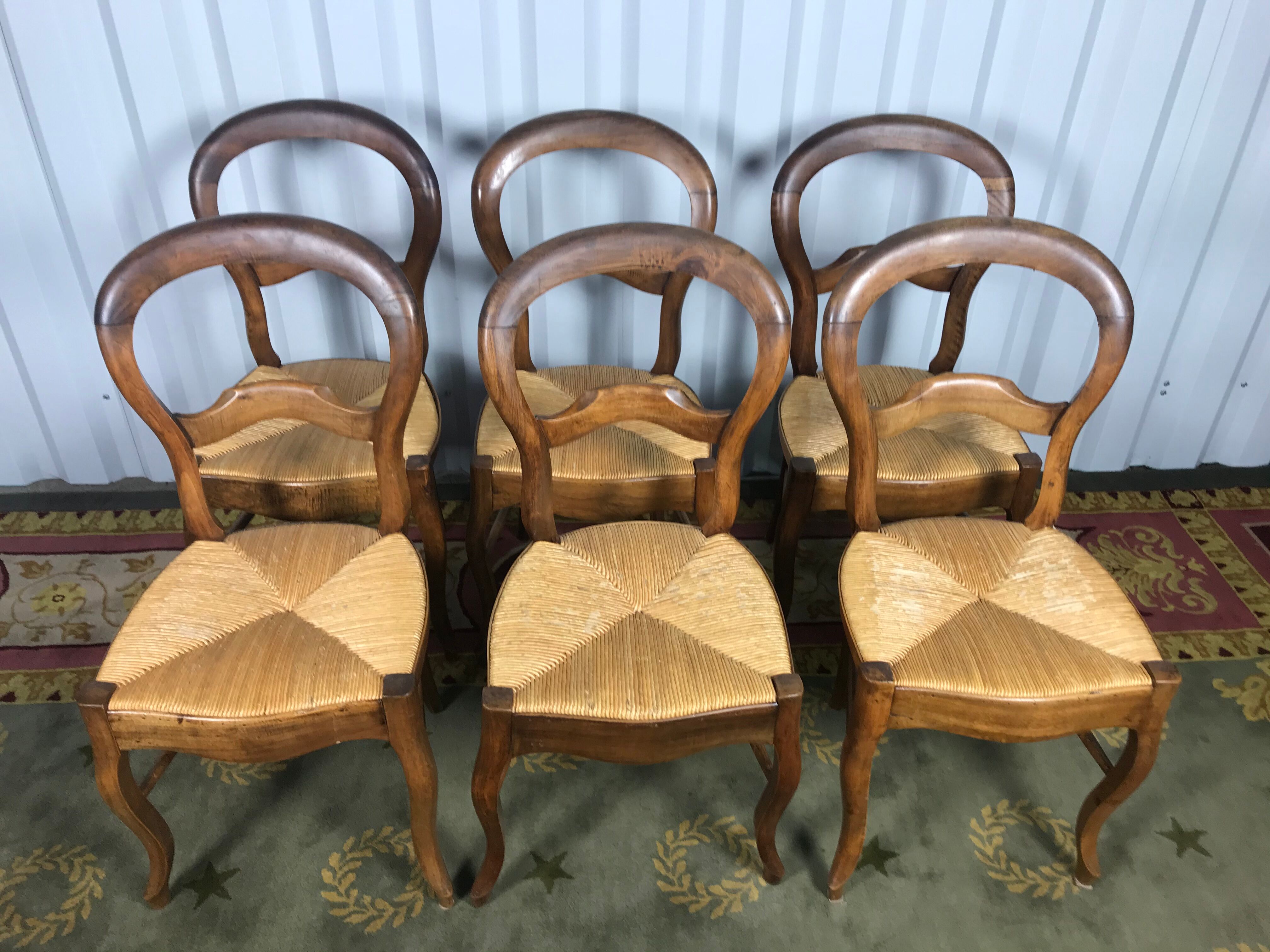 Suite of 6 Louis Philippe chairs mulched in walnut