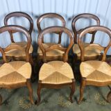 Suite of 6 Louis Philippe chairs mulched in walnut