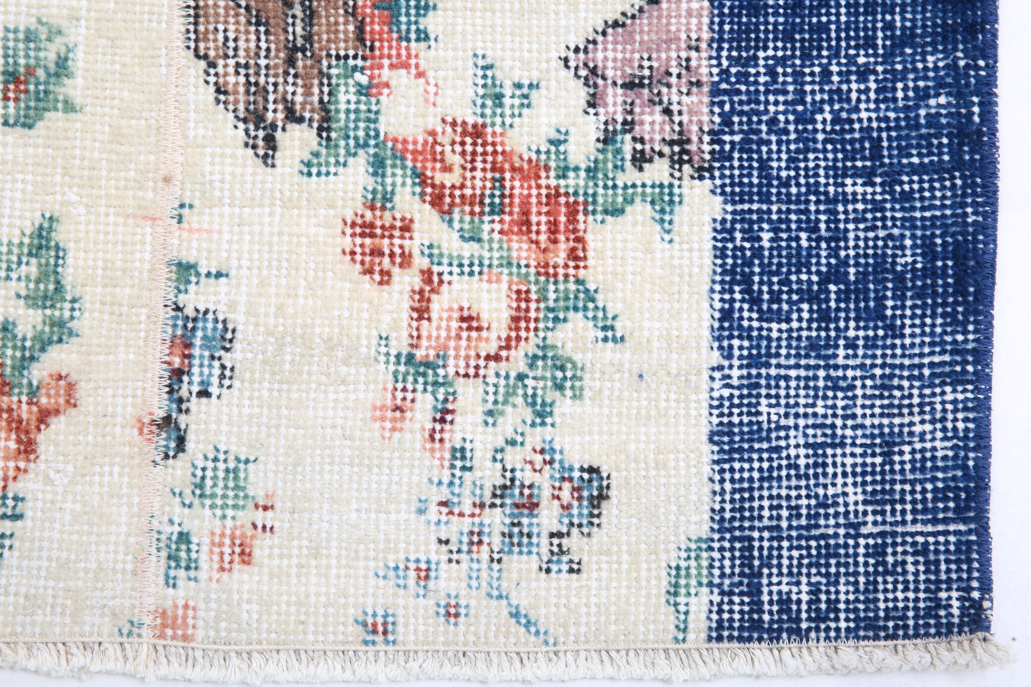 Blue floral vintage runner rug 275x74cm