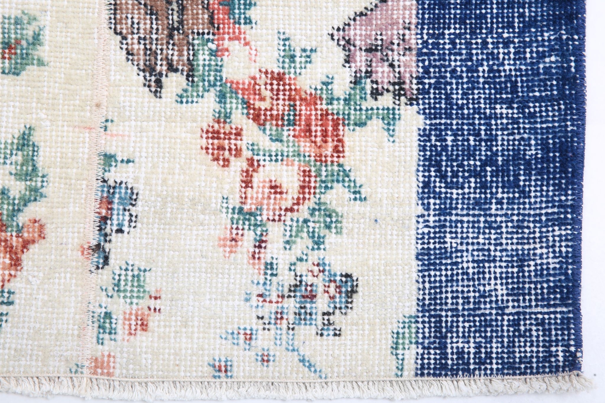 Blue floral vintage runner rug 275x74cm