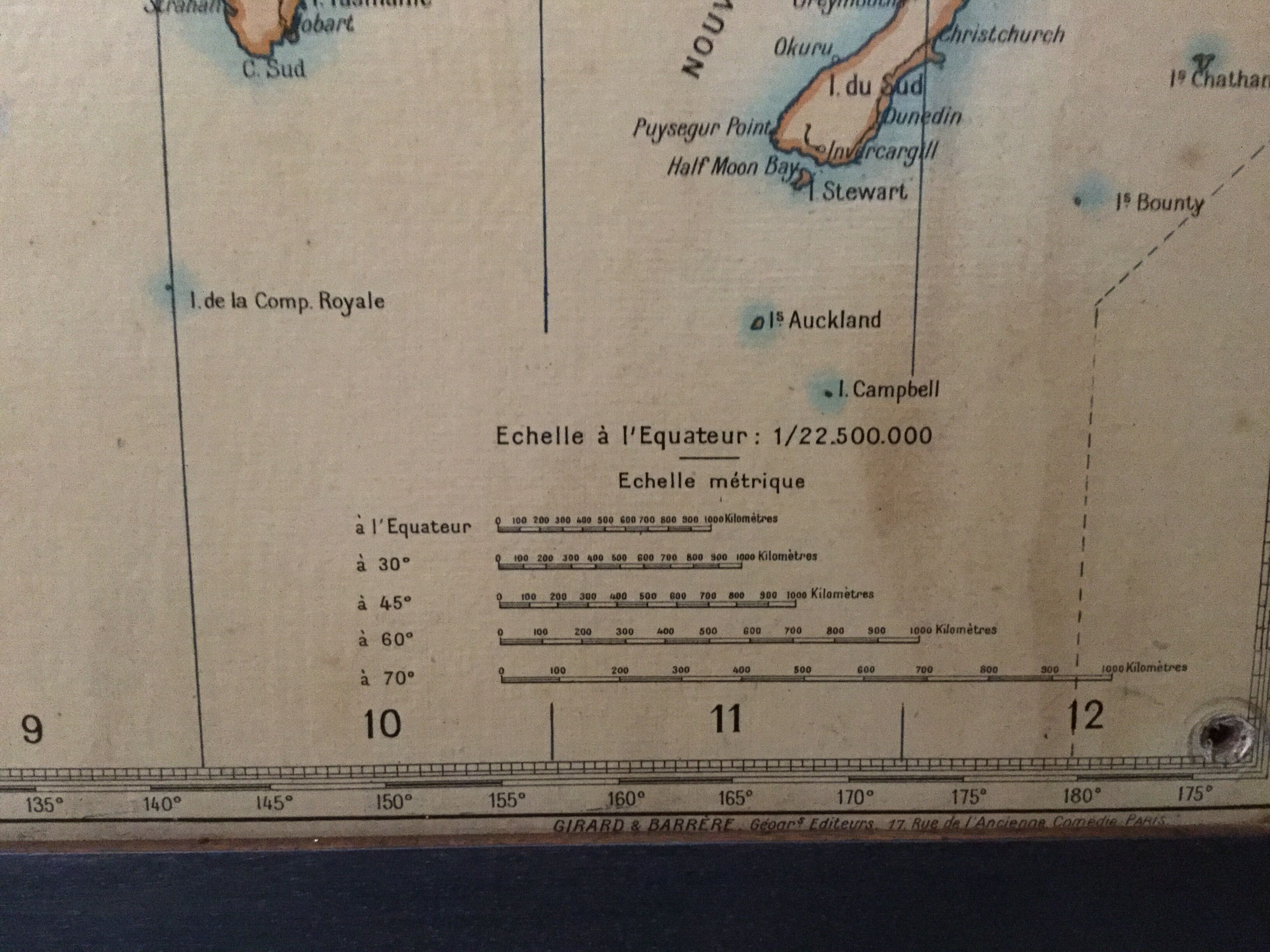 Earth planisphere Girard and Barrére from 1960