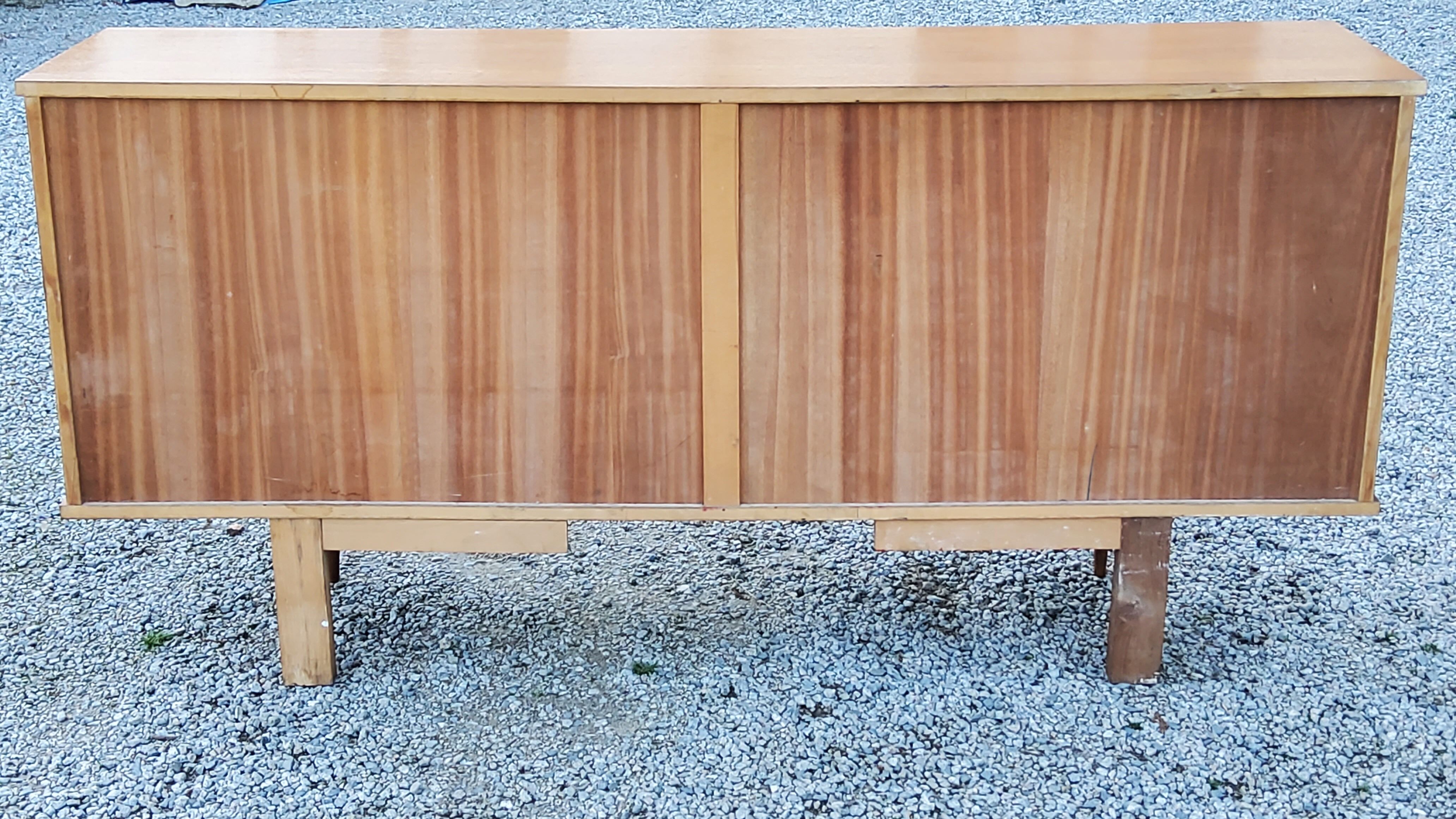Vintage gold blond oak row 3 sliding doors