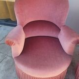 Série de 4 Fauteuils crapauds en velours ancien 1930s