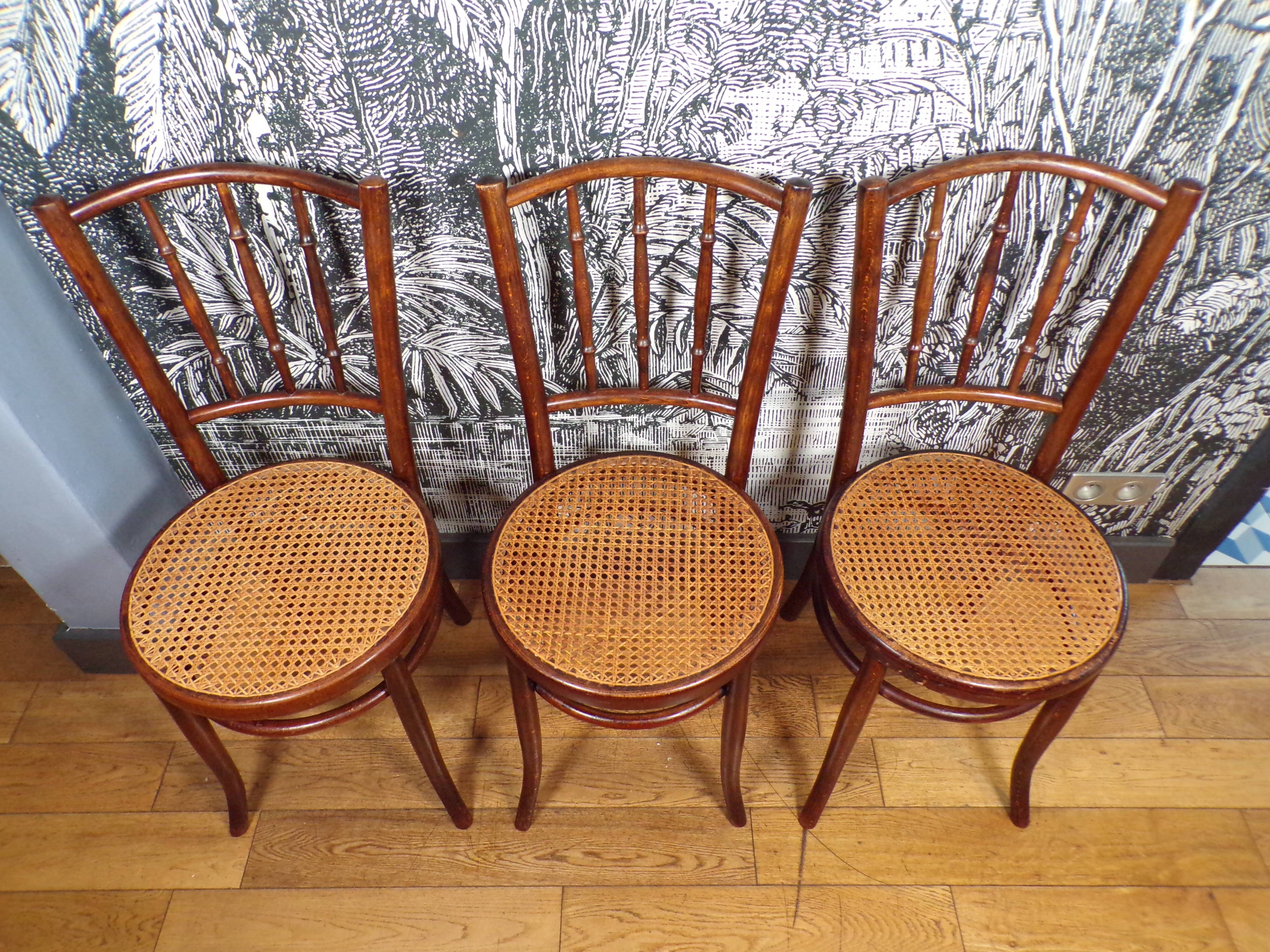 3 Mundus caned bistro chairs