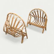 Lit corbeille en rotin pour enfant 1960