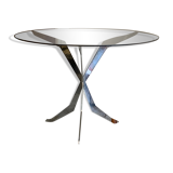 Glass and steel dining table