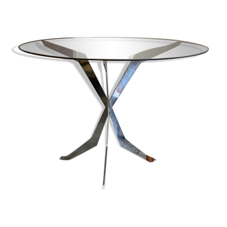 Table à manger verre et acier