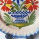 Pair of antique plates in popular earthenware with a floral basket decoration on the edge.